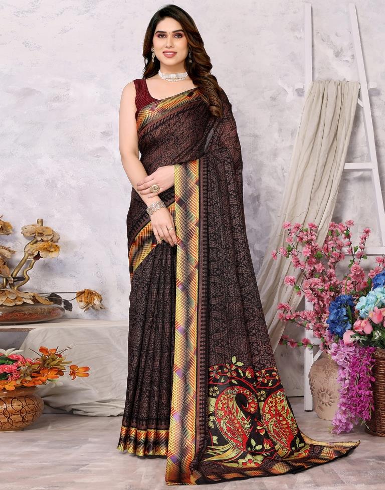 Black Kota Checks Printed Saree