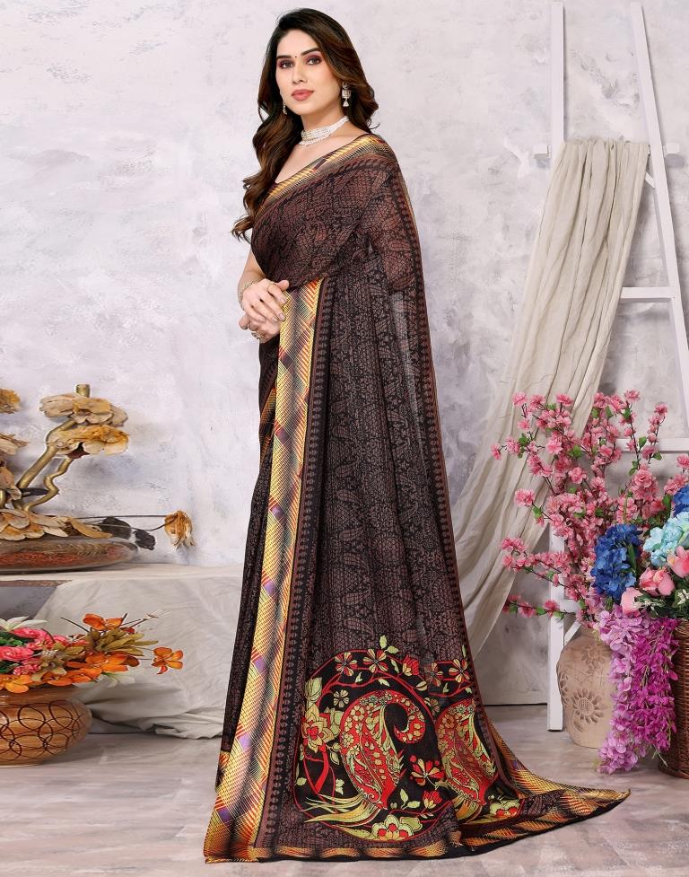 Black Kota Checks Printed Saree