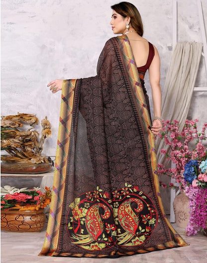 Black Kota Checks Printed Saree