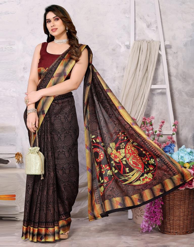 Black Kota Checks Printed Saree