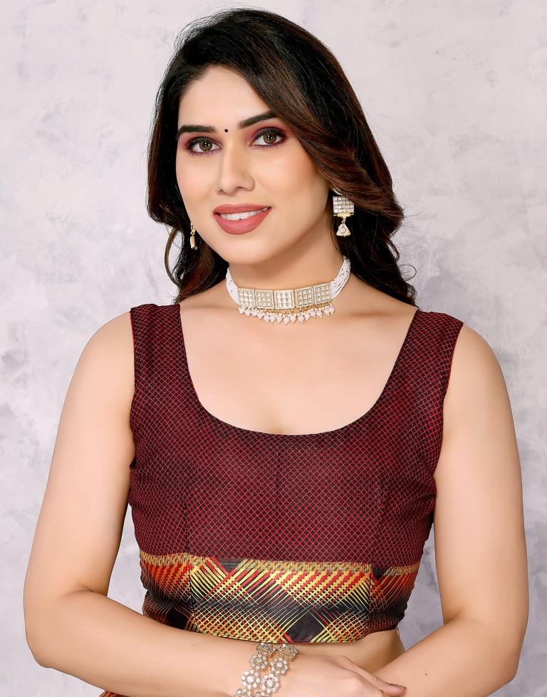 Black Kota Checks Printed Saree