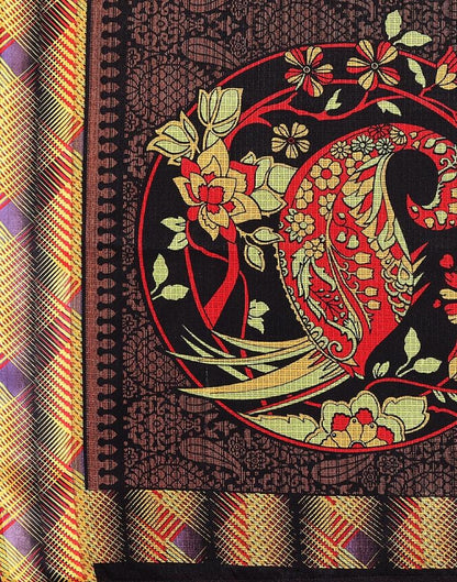 Black Kota Checks Printed Saree