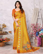 Turmeric Yellow Kota Checks Printed Saree