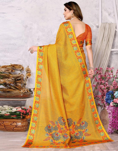 Turmeric Yellow Kota Checks Printed Saree