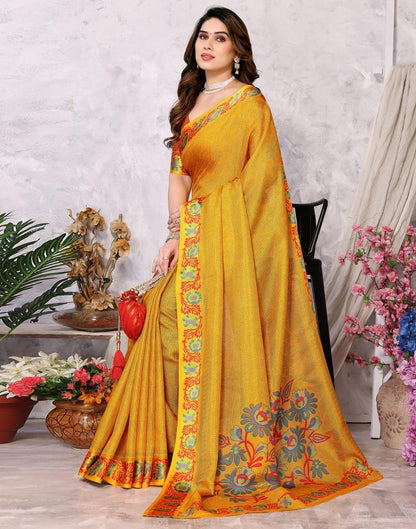 Turmeric Yellow Kota Checks Printed Saree