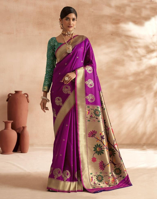 Purple Weaving Silk Paithani Saree