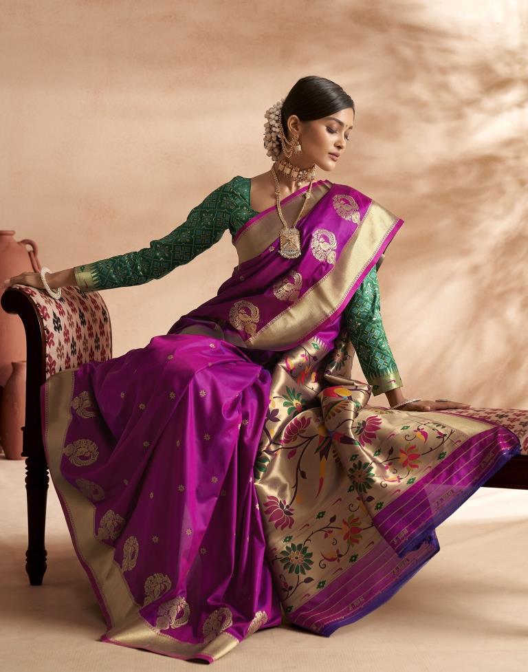 Purple Weaving Silk Paithani Saree