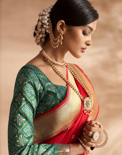 Red Weaving Silk Paithani Saree