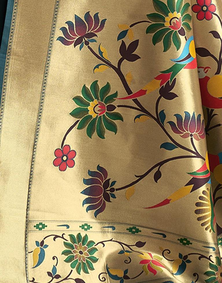 Teal Weaving Silk Paithani Saree