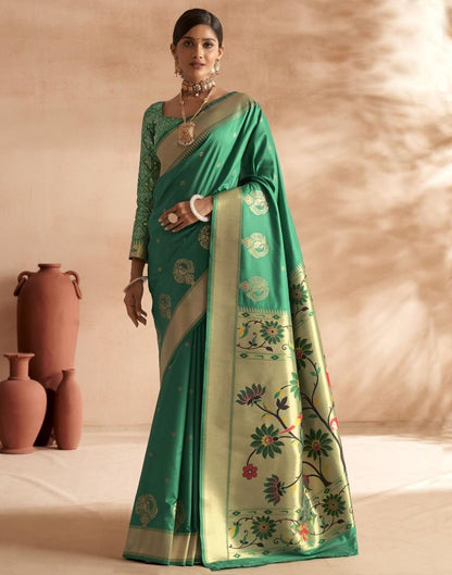 Rama Green Weaving Silk Paithani Saree