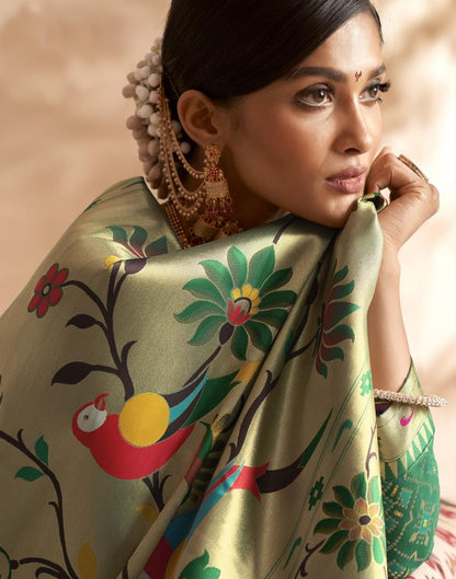 Rama Green Weaving Silk Paithani Saree