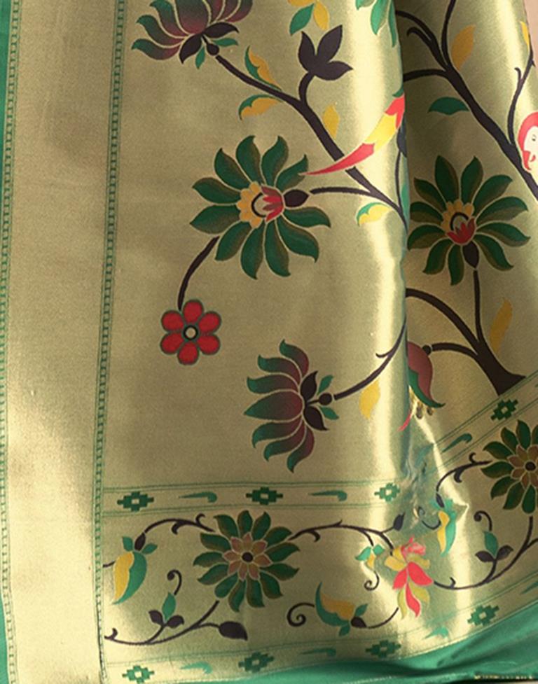 Rama Green Weaving Silk Paithani Saree