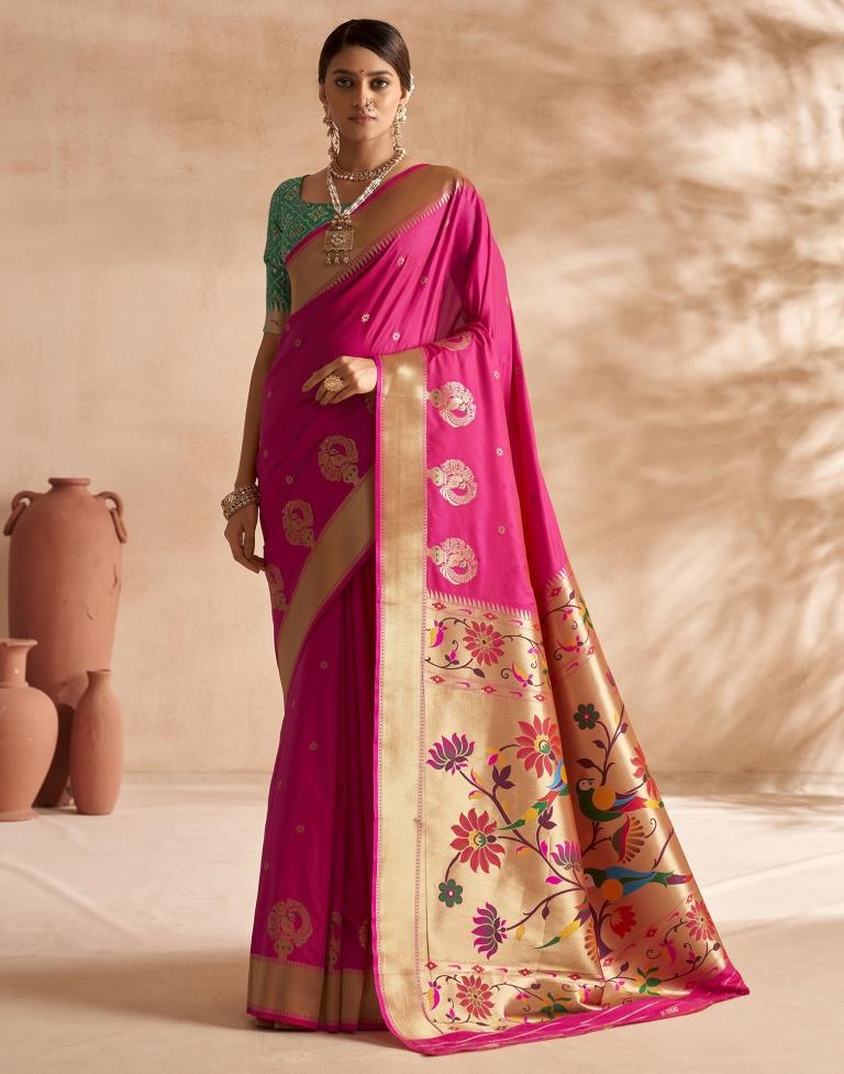 Rani Pink Weaving Silk Paithani Saree