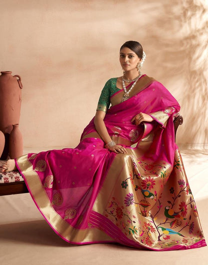 Rani Pink Weaving Silk Paithani Saree