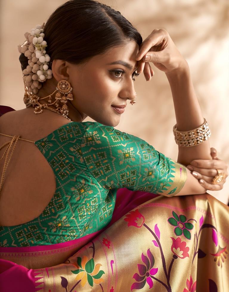 Rani Pink Weaving Silk Paithani Saree