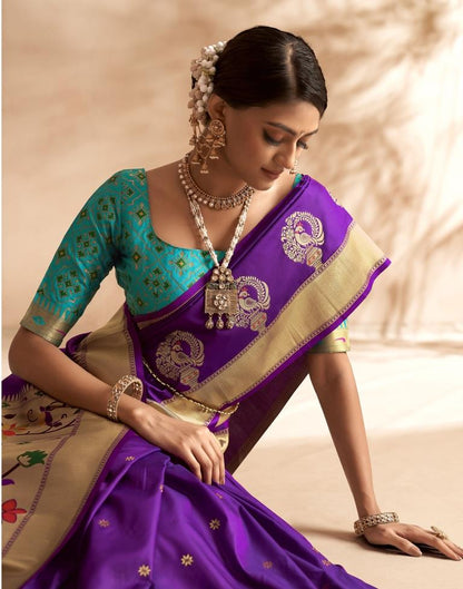 Violet Weaving Silk Paithani Saree