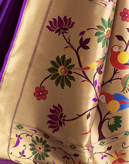 Violet Weaving Silk Paithani Saree
