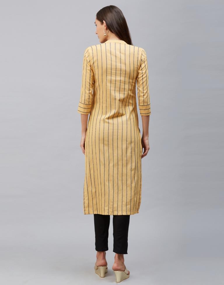 Enigmatic Mellow Yellow Coloured Plain, Dyed Cotton Kurti | Leemboodi