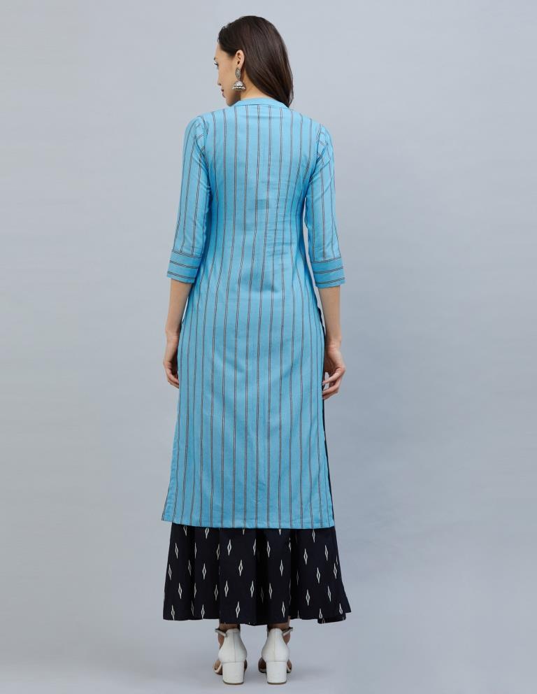 Decent Sky Blue Coloured Plain, Dyed Cotton Kurti | Leemboodi