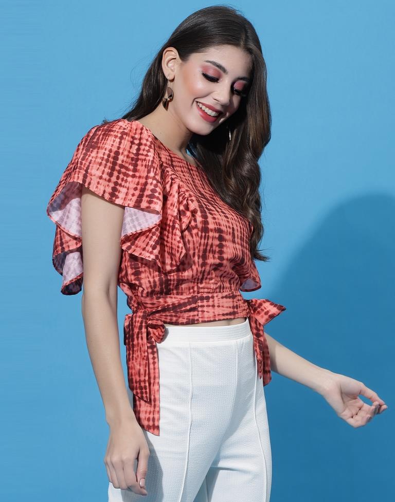 Rust Orange Tire-Up Bell Sleeve Top | Sudathi