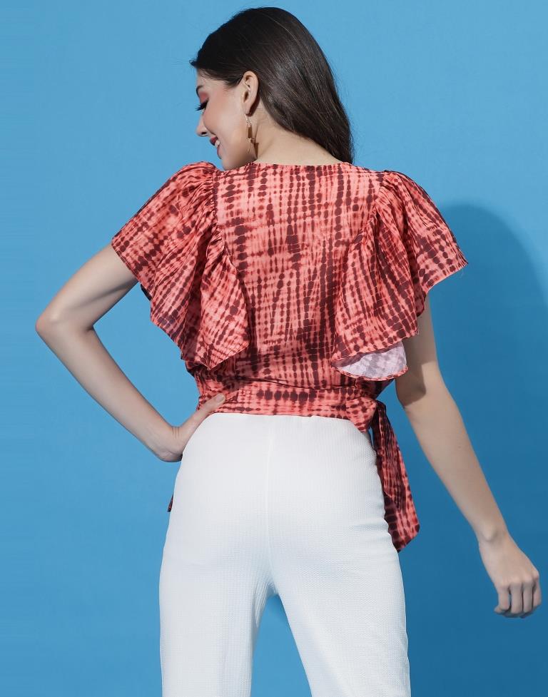 Rust Orange Tire-Up Bell Sleeve Top | Sudathi