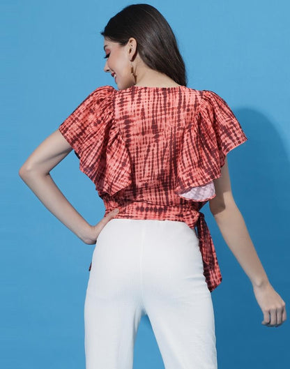 Rust Orange Tire-Up Bell Sleeve Top | Sudathi