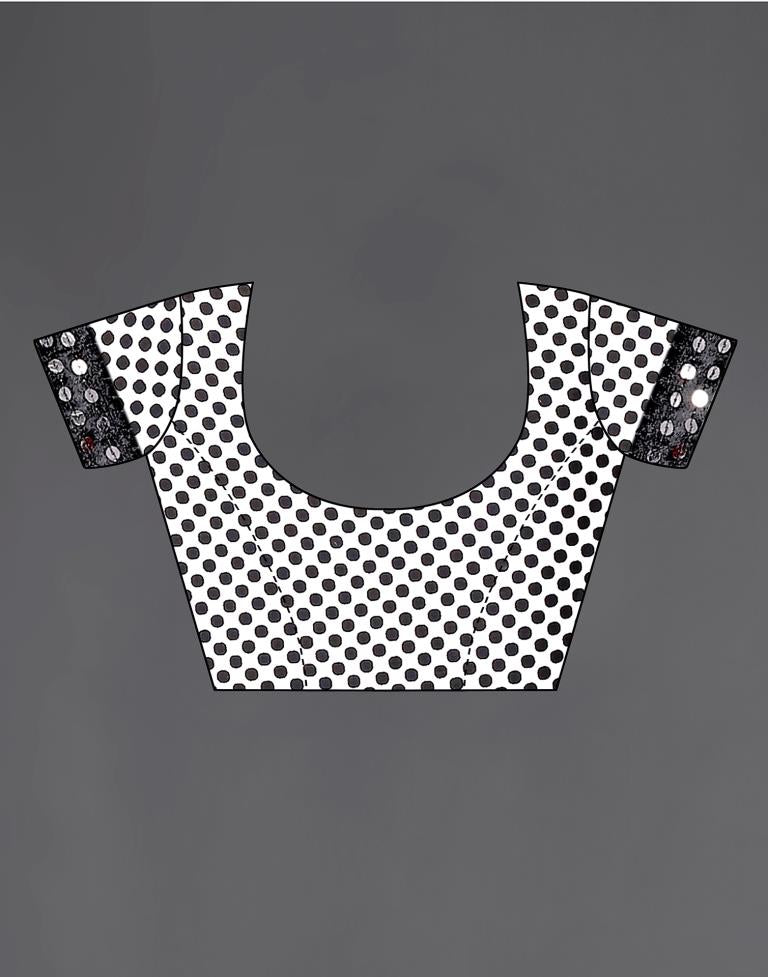 White Chiffon Printed Saree