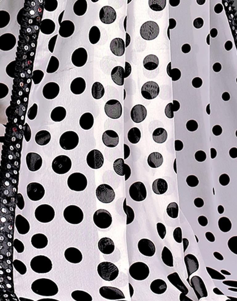 White Chiffon Printed Saree