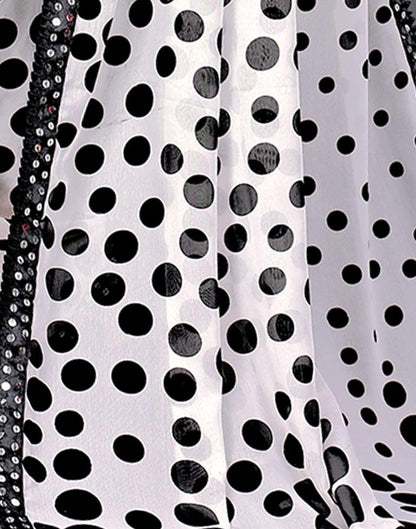 White Chiffon Printed Saree