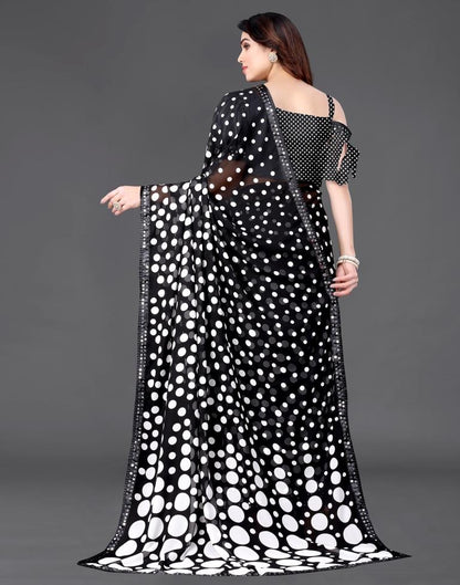 Black Chiffon Printed Saree