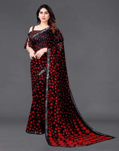 Black Chiffon Printed Saree