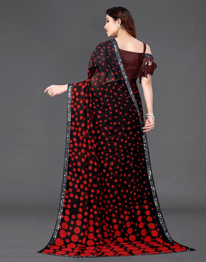 Black Chiffon Printed Saree