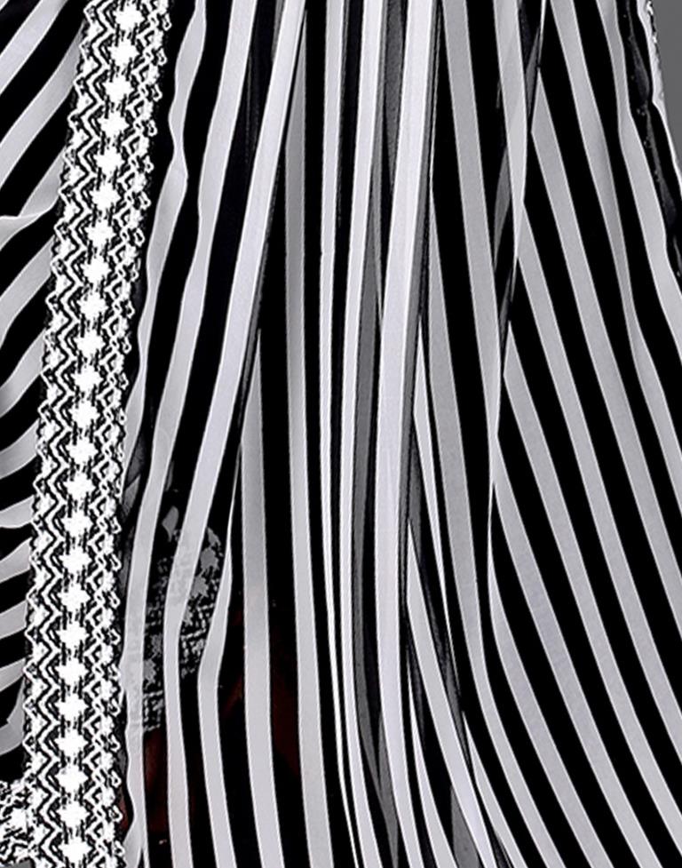 White Chiffon Printed Saree