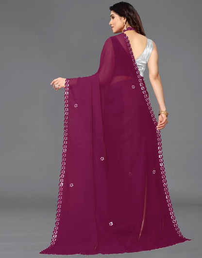 Magenta Georgette Embroidery Saree