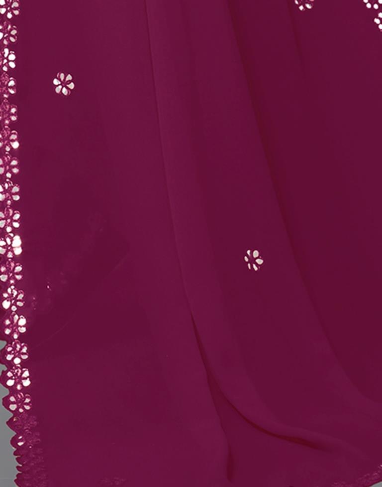 Magenta Georgette Embroidery Saree