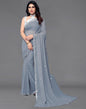 Grey Georgette Embroidery Saree