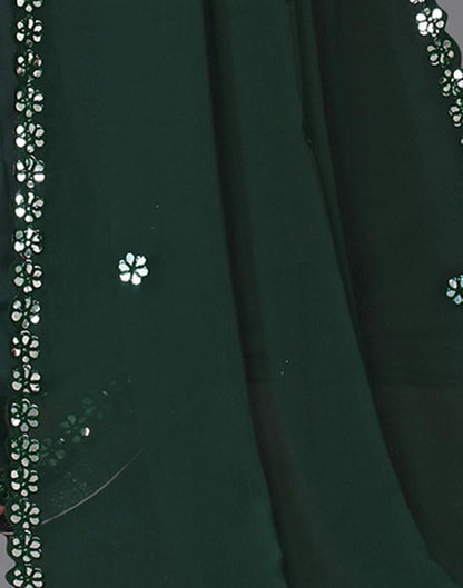 Bottle Green Georgette Embroidery Saree