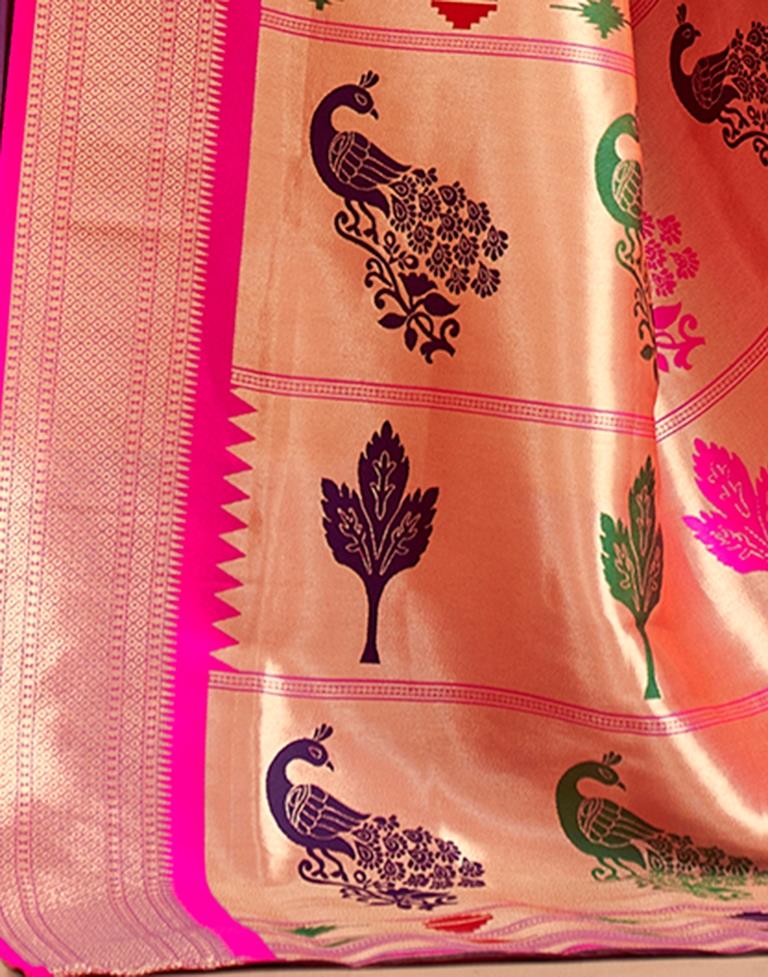 Wine Weaving Silk Paithani Saree