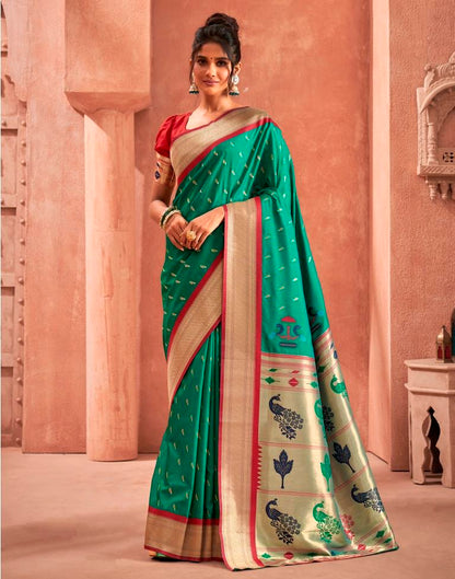 Rama Green Weaving Silk Paithani Saree
