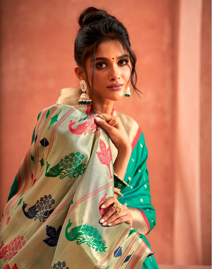 Rama Green Weaving Silk Paithani Saree
