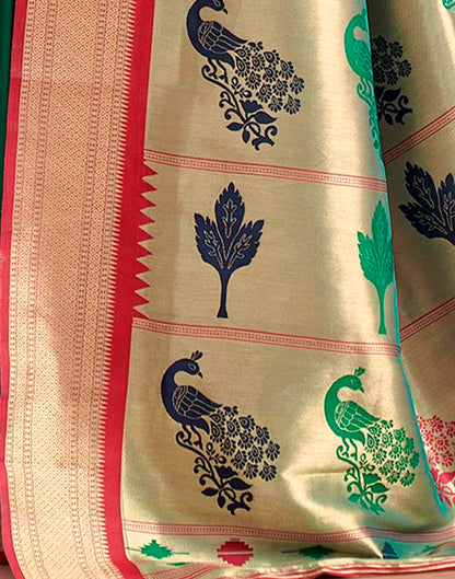Rama Green Weaving Silk Paithani Saree