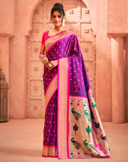 Purple Weaving Silk Paithani Saree