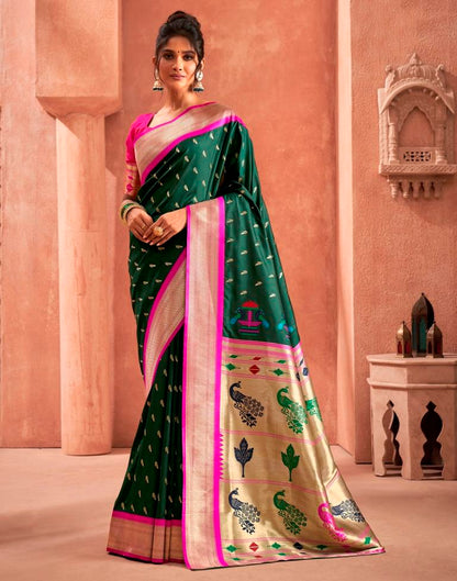 Dark Green Weaving Silk Paithani Saree
