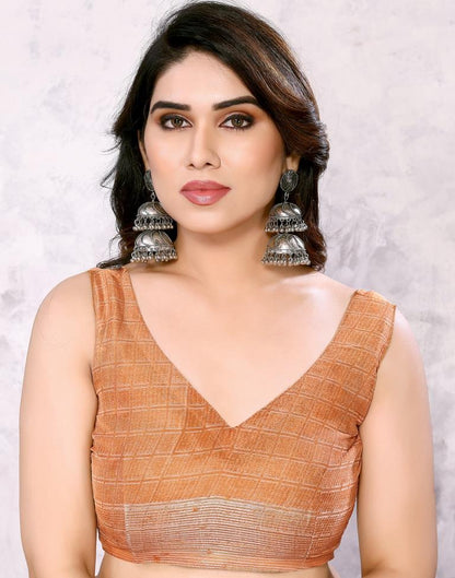 Light Brown Chiffon Floral Printed Saree