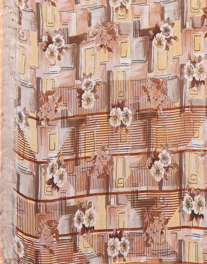 Light Brown Chiffon Floral Printed Saree