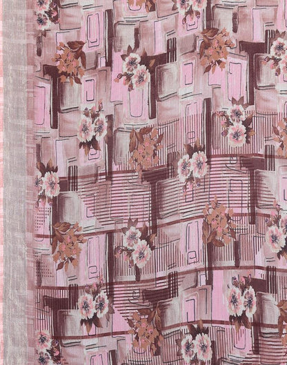 Light Pink Chiffon Floral Printed Saree