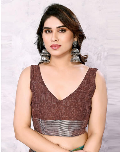 Brown Chiffon Printed Saree
