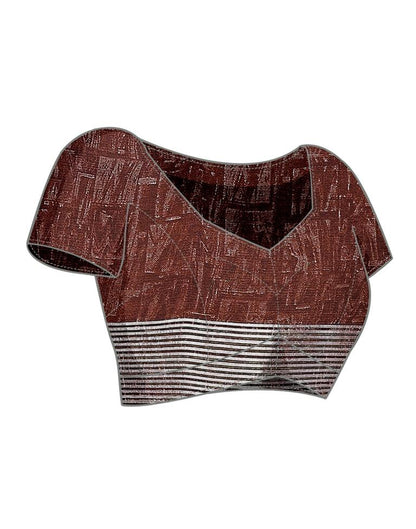 Brown Chiffon Printed Saree