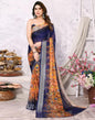 Blue Chiffon Printed Saree