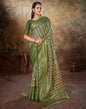 Olive Green Printed Silk Banarasi Saree